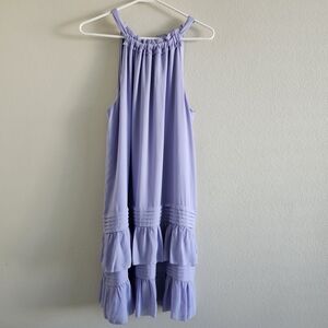 Ann Taylor Lavender Halter Dress with Ruffle Hem Self Tie Bow